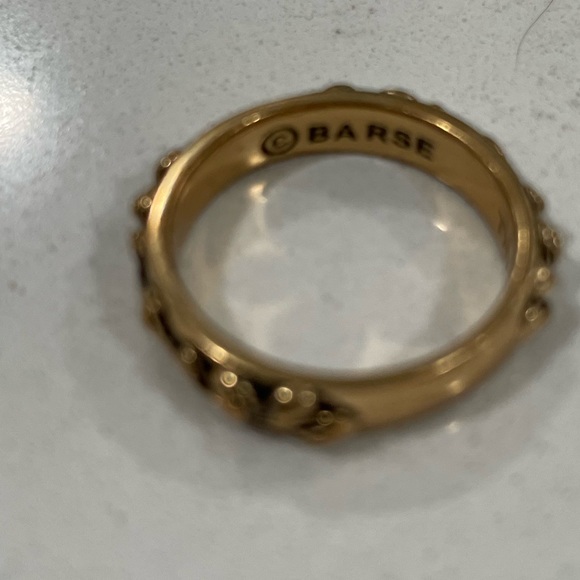 BARSE RING with a beautiful scroll in a brass setting - Picture 3 of 4
